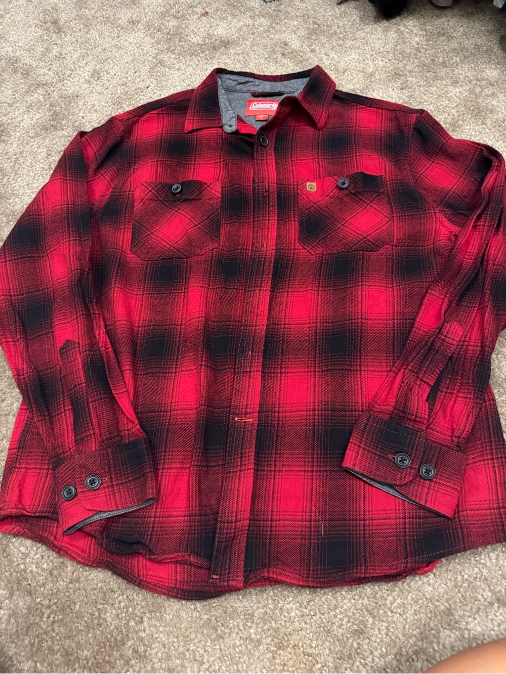 Coleman Men's Red and Black Plaid Flannel Shirt
